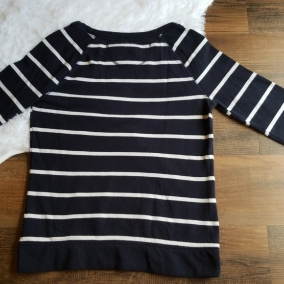 Merona Navy Blue White Striped Sweater Top Casual - Picture 4 of 8